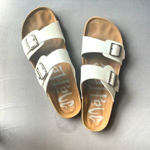 Two strap faux leather sandal